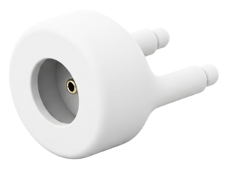 White plastic nozzle attachment for an air pump on a transparent background