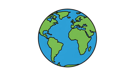 Fototapeta premium Simple Handdrawn World Earth Globe Map Continent Cartoon Icon