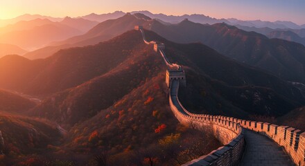 Majestic great wall sunrise panorama