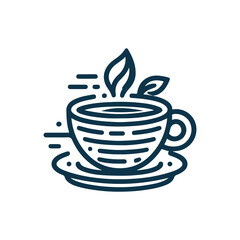 Minimalist Hot Coffee Cup Icon logo. tea cup vector, Black and White Silhouette, Simple Vector Illustration for Café, Restaurant, Beverage Menu, Transparent Background, Modern Drink Logo