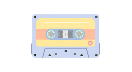 Obraz premium Simple Flat Style Detailed Cassette Tape Audio Recording Technology Illustration