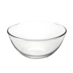 A clear glass bowl placed on a minimalistic white surface. its elegant design. suitable for food presentation or decorative purposes in culinary contexts