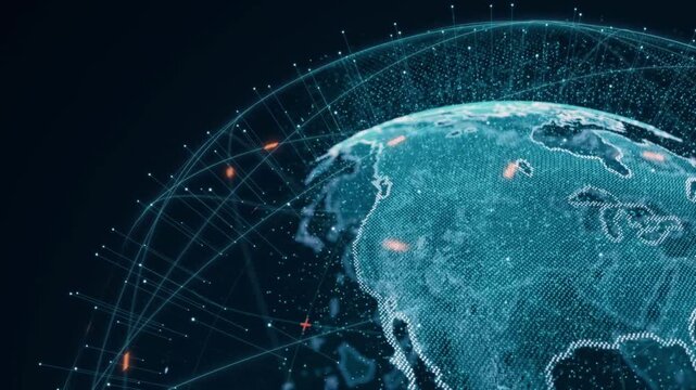 Digital earth rotating modern background, Global network connection technology digital abstract HUD - Powered by Adobe