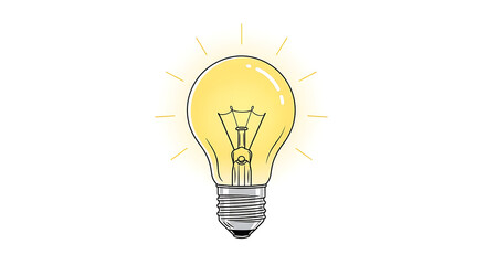Simple Outline Glowing Lightbulb Idea Brightness Solution Symbol Illustration