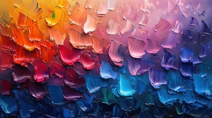 Abstract oil painting with vibrant brushstrokes and a colorful palette.