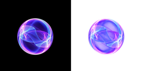 This vibrant Colorful Light Sphere Waves Digital Art PNG features an abstract design with a transparent background