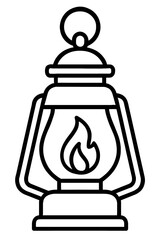 Obraz premium Vintage Kerosene Oil Lantern Outline Icon - Classic Symbol for Camping and Adventure
