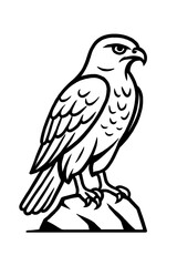 Fototapeta premium Majestic Perched Hawk or Falcon Outline Icon - Symbol of Freedom, Vision, and Power