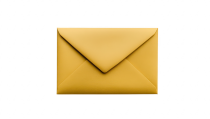 A yellow envelope with a pointed flap rests on a clean white surface. symbolizing communication and anticipation. ideal for invitations or personal messages