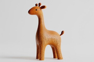 Colorful wooden giraffe toy on white background, designed for fun imaginative play and supporting early childhood skill development.
