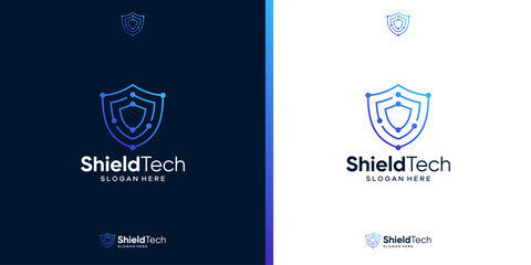 Cyber security icon logo. Shield tech logo design template. Security logo for privacy data protection.