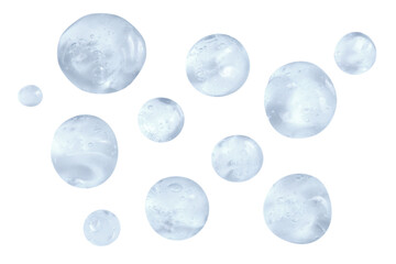 Moisturizing serum or essence: thick gel drops with bubbles isolated on a transparent background.