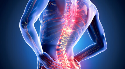 Posture of back pain,Back Pain, Spinal Anatomy, Human Skeleton, Sciatica, Lumbar Discomfort, Vertebral Column, Medical Illustration, Pain Relief, Chiropractic Care, Posture Health