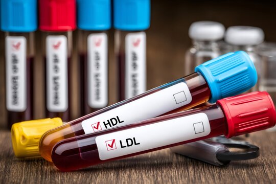 Blood test analyzing hdl ldl cholesterol samples