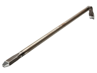 Heavy-duty steel wrecking bar for construction and demolition on a transparent background