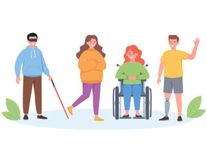 Diverse People with Disabilities Illustration – Inclusivity and Accessibility Concept