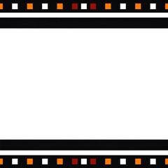 Obraz premium A simple, geometric border design features repeating squares in black, white, orange, and brown on a plain white background.