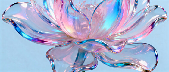 Fototapeta premium Transparent and colorful glass flower with delicate petals