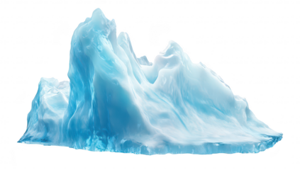 A stunning. large iceberg with intricate ice formations and a blue hue. set against a white background. ideal for nature and climate change themes