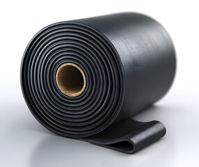 Set of black rubber beading rolls isolated on transparent background; rubber beading coils in different shapes and sizes in this isolated set for sealing, insulation or construction design concepts