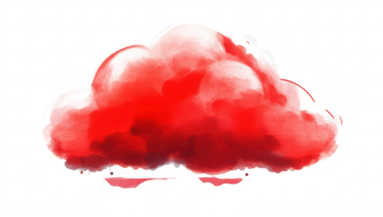 A vibrant. artistic representation of a red cloud. soft watercolor textures and blending. suitable for backgrounds in creative projects or illustrations