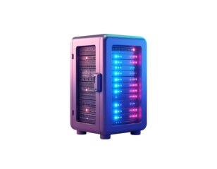 3D server icon isolated on transparent background. Realistic technology and data storage symbol, perfect for IT, cloud computing, network, database, technology, and digital infrastructure design.