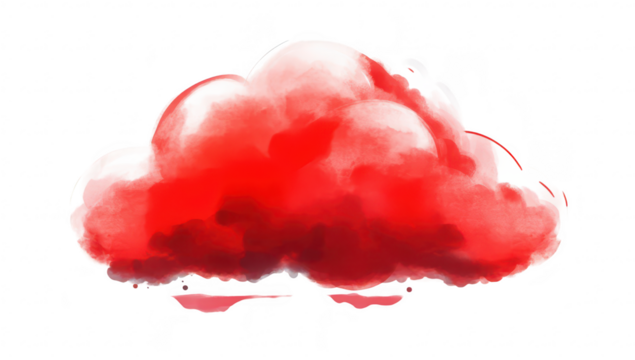 A vibrant. artistic representation of a red cloud. soft watercolor textures and blending. suitable for backgrounds in creative projects or illustrations