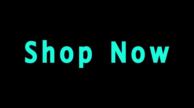 text animation title SHOP NOW transparent background. Animation of shop now text. shop now text sign