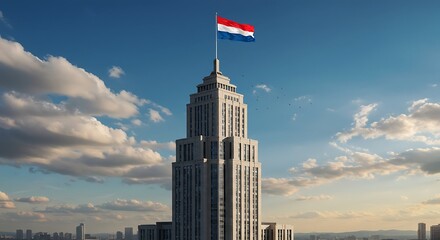 Netherlands flag highrise building