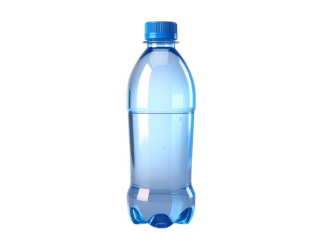 3D water bottle icon isolated on transparent background. Realistic hydration and eco-friendly symbol, perfect for health, fitness, wellness, sports, environment, and reusable lifestyle design projects
