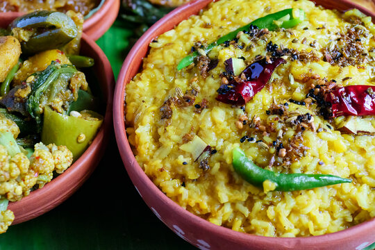 Bhoger Khichuri and Labra Served in Traditional Clay Thali | Bengali Niramish Puja Bhog | Authentic Durga Puja Special Vegetarian Feast