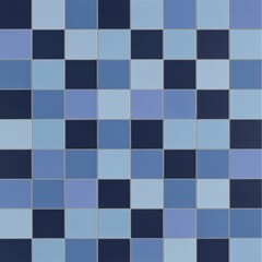 Fototapeta premium A tiled surface of blue squares arranged in a checkered pattern with varying shades of blue