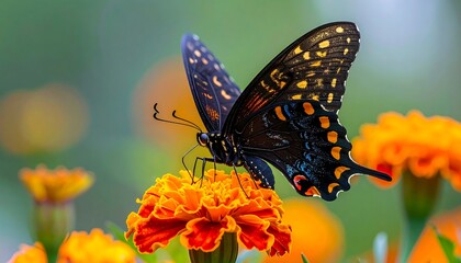 Butterfly on a marigold