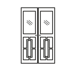 vector illustration of a double-open door