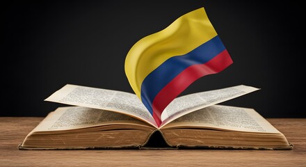 Open book with colombian flag