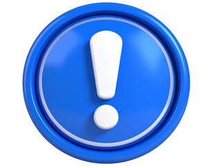 Blue button with a white exclamation point