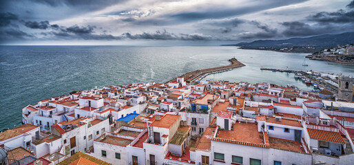 Panoramic View from the Castle, Peñíscola, The Most Beautiful Villages in Spain, Costa de Azahar,...