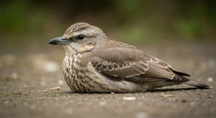 Close-up of a young bird resting on ground