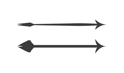 Two dark silhouette arrows pointing in opposite directions on a white background