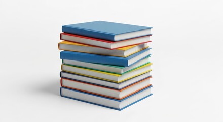 Colorful books stacked high