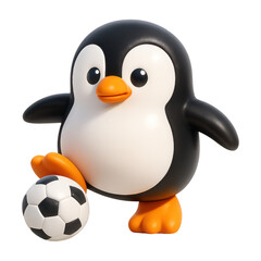 Fototapeta premium PNG Penguin playing soccer illustration.