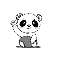 Hand-drawn Panda Line Art Character
