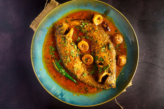 Pabda Macher Hingi | Traditional Bengali Pabda Fish Curry Cooked with Asafoetida and Crispy Lentil Fritters Bori | Authentic Bengali Comfort Food Recipe Served with Steamed Rice
