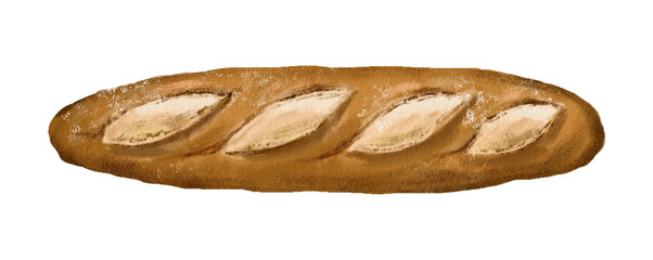 bakery whole wheat bread cafe, pastries, desserts hand drawn on transparent background.