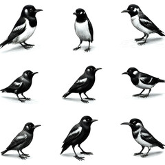 A set of Bird sketch illustrations