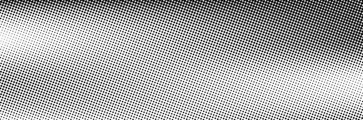 Monochrome raster printing, abstract vector halftone background. Black and white dot texture.