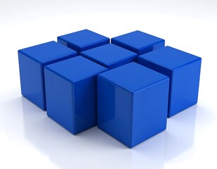 Blue cubes arranged