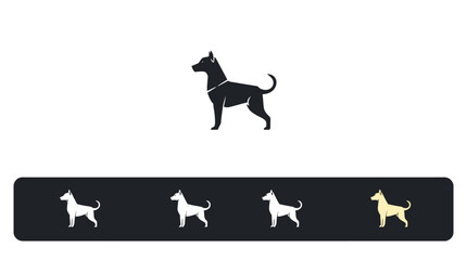 Elegant silhouette of a dog, variations in color palettes.