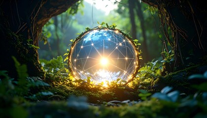 Glowing Sphere in Forest, Light and Connections