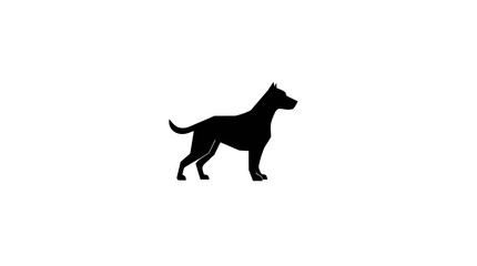 A sleek, black silhouette of a dog standing alertly.